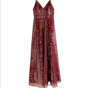 Crystal Doll Red/Gold Sequin Formal Maxi Dress